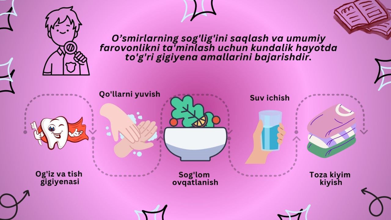 O'smirlar sog'lig'ini saqlash va umumiy farovonlikni ta'minlash uchun nimalar qilishi lozim?