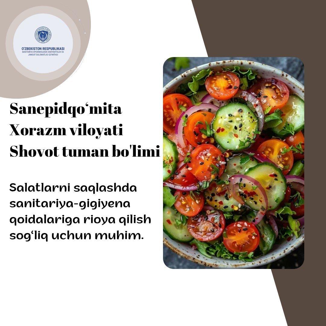 Salatlarni saqlashda sanitariya-gigiyena qoidalariga rioya qilish sog‘liq uchun muhim.