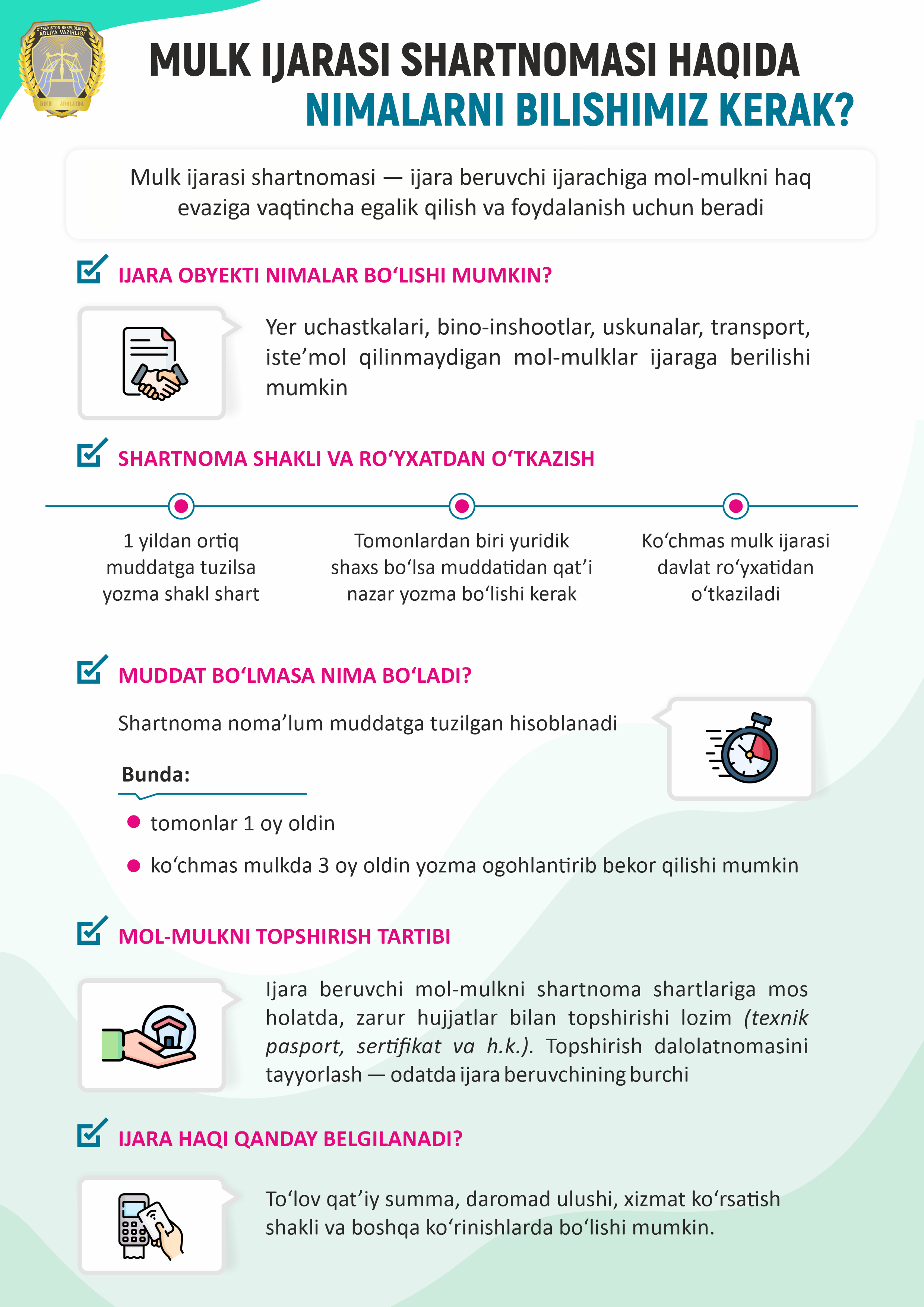 Mulk ijrosi shartnomasi haqida nimalarni bilasiz?