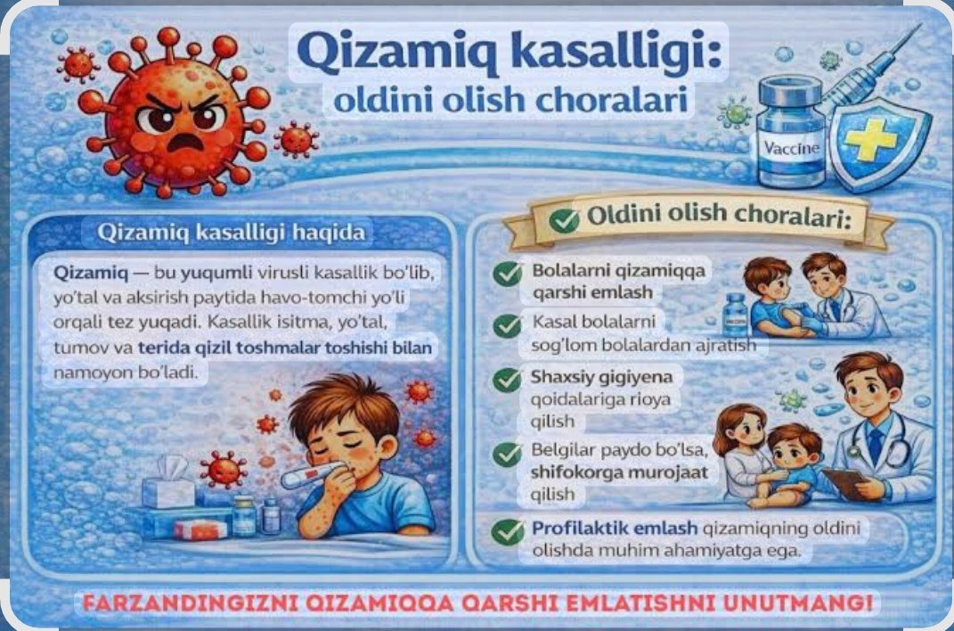 Qizamiq kasalligidan himoyalanish!