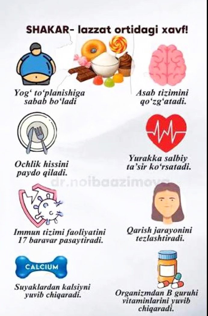 Shakar isteʼmoli organizmga qanday zararlar  yetkazadi?