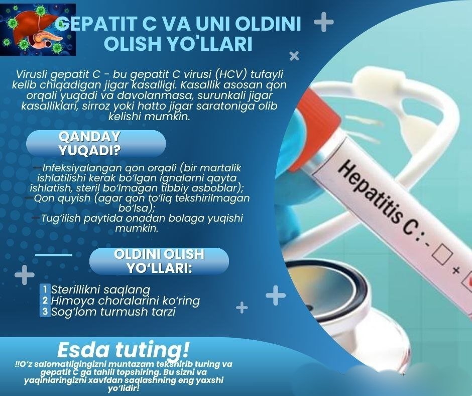 Gepatit C va uning oldini olish yo'llari