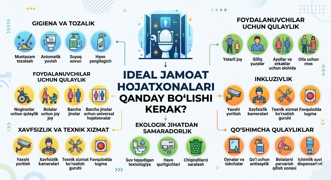 Jamoat hojatxonalari qanday boʻlishi kerak?