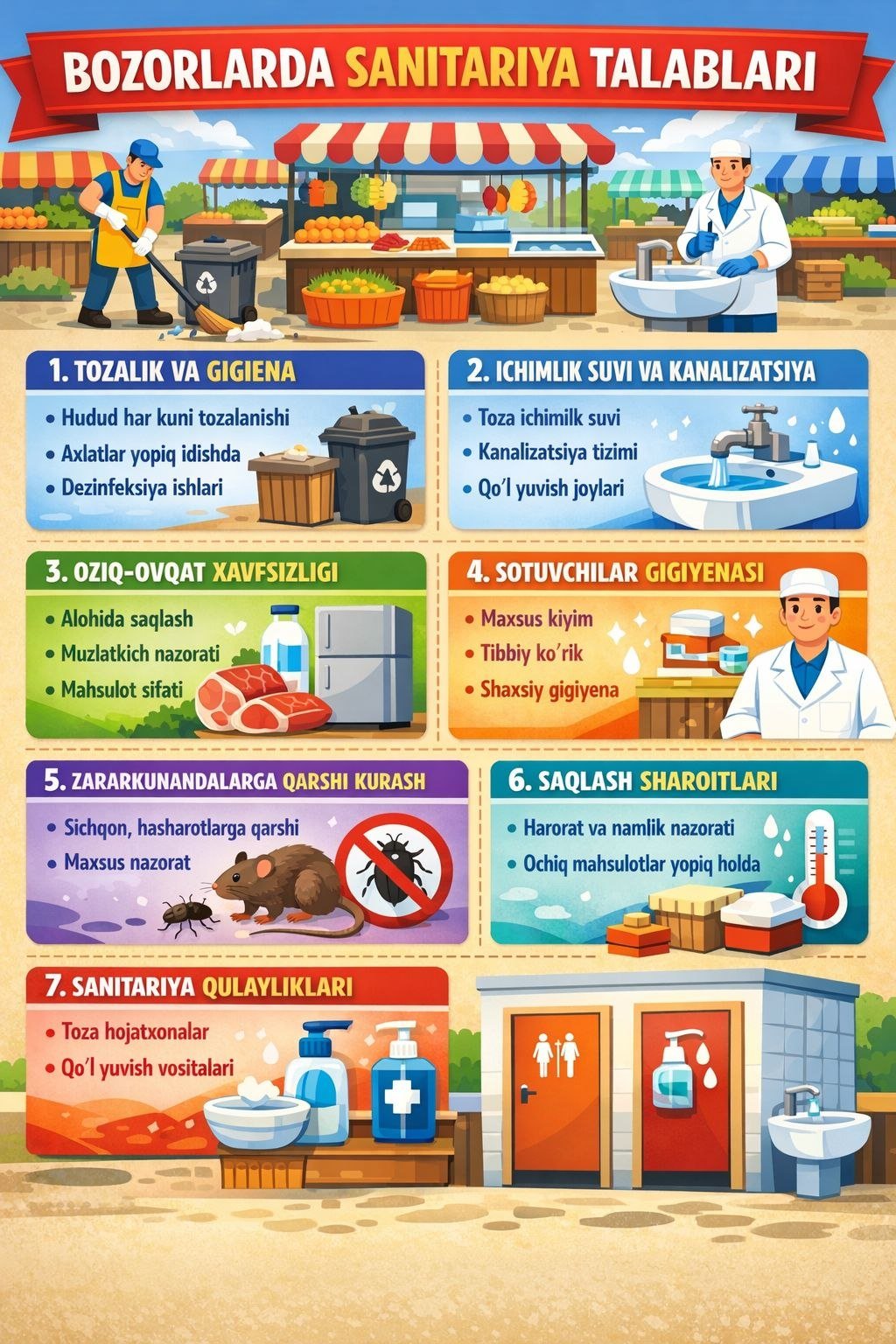 BOZORLARDA SANITARIYA TALABLARI