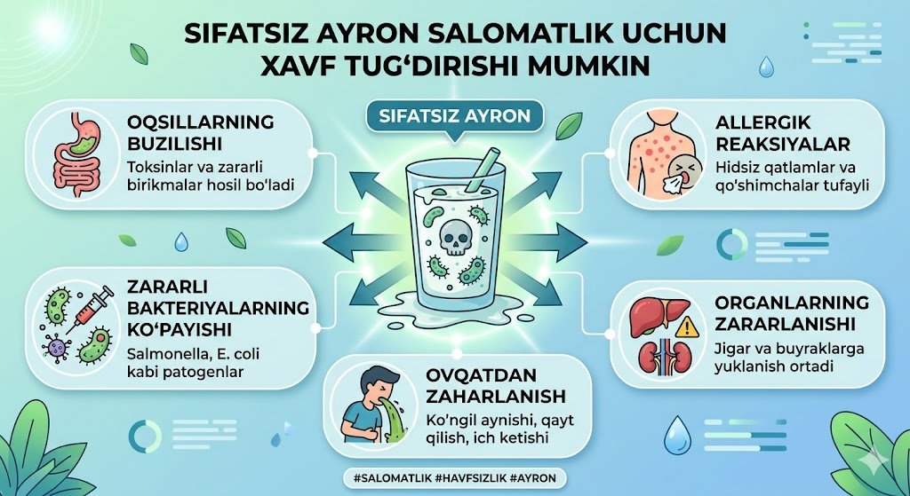SIFATSIZ AYRON SALOMATLIK UCHUN XAVF TUGʻDIRISHI MUMKIN!