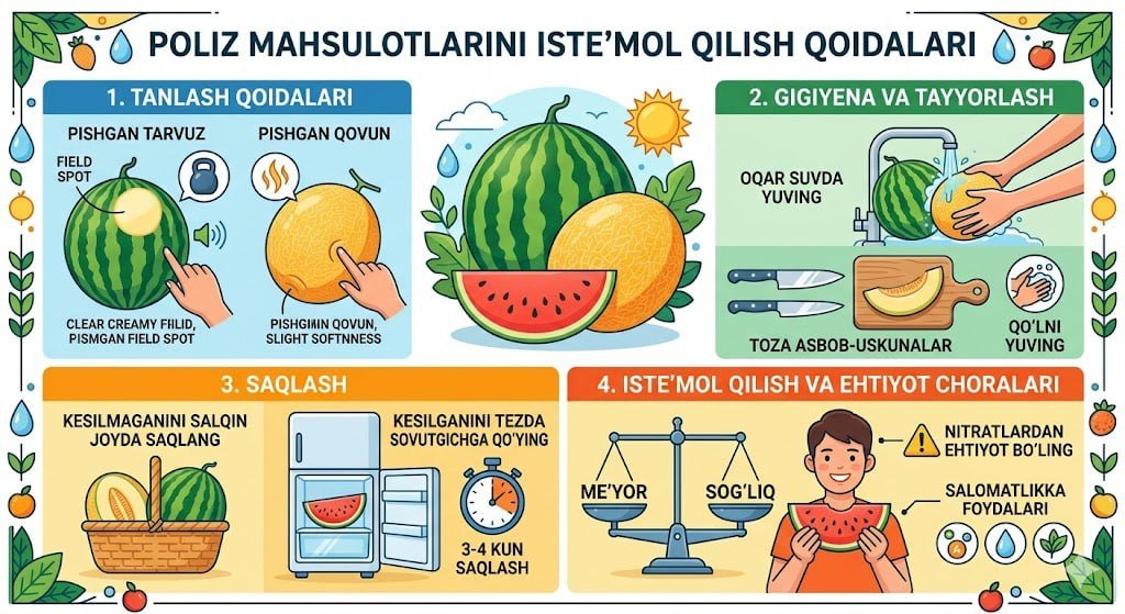 Poliz mahsulotlarini iste’mol qilishda nimalarga e’tibor berish kerak?
