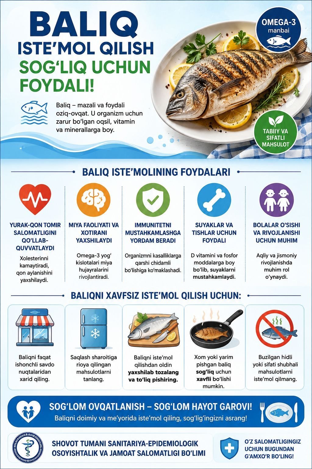 BALIQ ISTEʼMOL QILISH INSON SOGʻLIGʻI UCHUN FOYDALI!